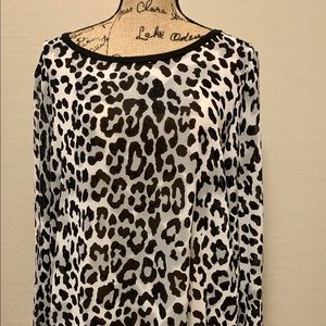 Black & White Chiffon Leopard Print Blouse